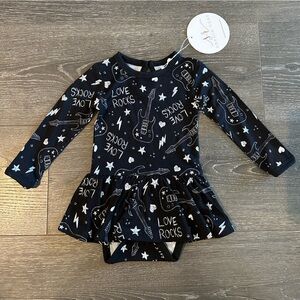 Sophia Rose Black Bamboo Baby Bodysuit with Skirt